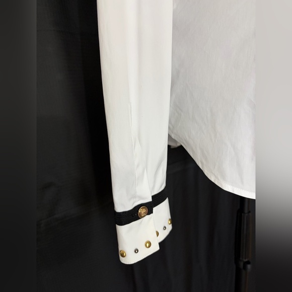 Versace White Button Down Shirt  Black & Gold Stud Accents Size M EU 44 NEW COA - Picture 7 of 17